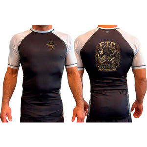Face the Challenge All Black Ranked Short Sleeve Rash Guards #8239 B