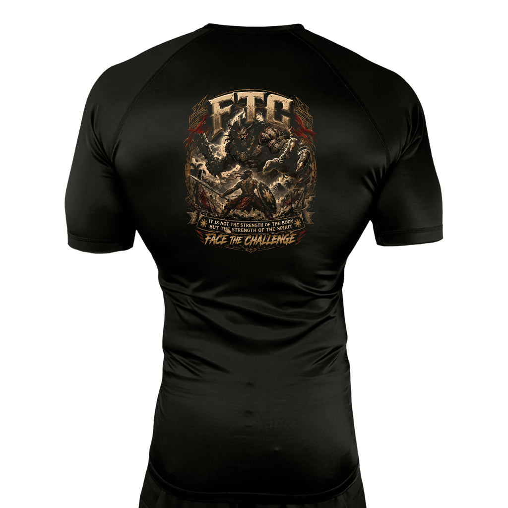 Face the Challenge All Black Rash Guards Short Sleeves #8239 B