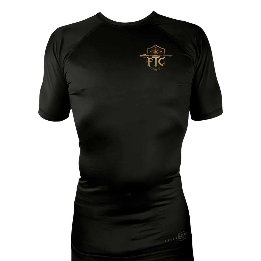 Face the Challenge All Black Rash Guards Short Sleeves #8239 B