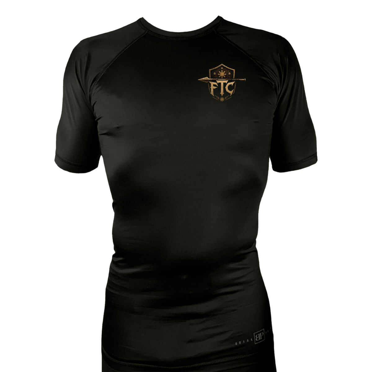 Face the Challenge All Black Rash Guards Short Sleeves #8239 B