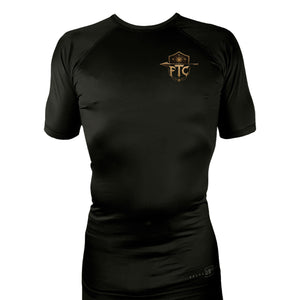 Face the Challenge All Black Rash Guards Short Sleeves #8239 B