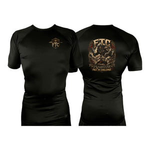 Face the Challenge All Black Rash Guards Short Sleeves #8239 B