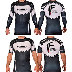 Fuerza Brazilian Jiu Jitsu Academy Rash Guards Black/White #8241 A