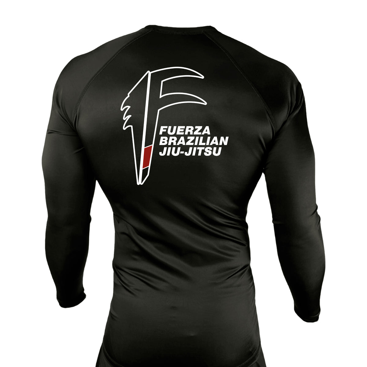 Fuerza Brazilian Jiu Jitsu All Black Rash Guards Long Sleeves #8241 A