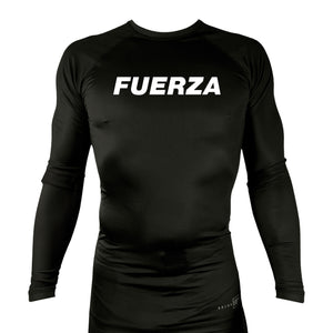 Fuerza Brazilian Jiu Jitsu All Black Rash Guards Long Sleeves #8241 A