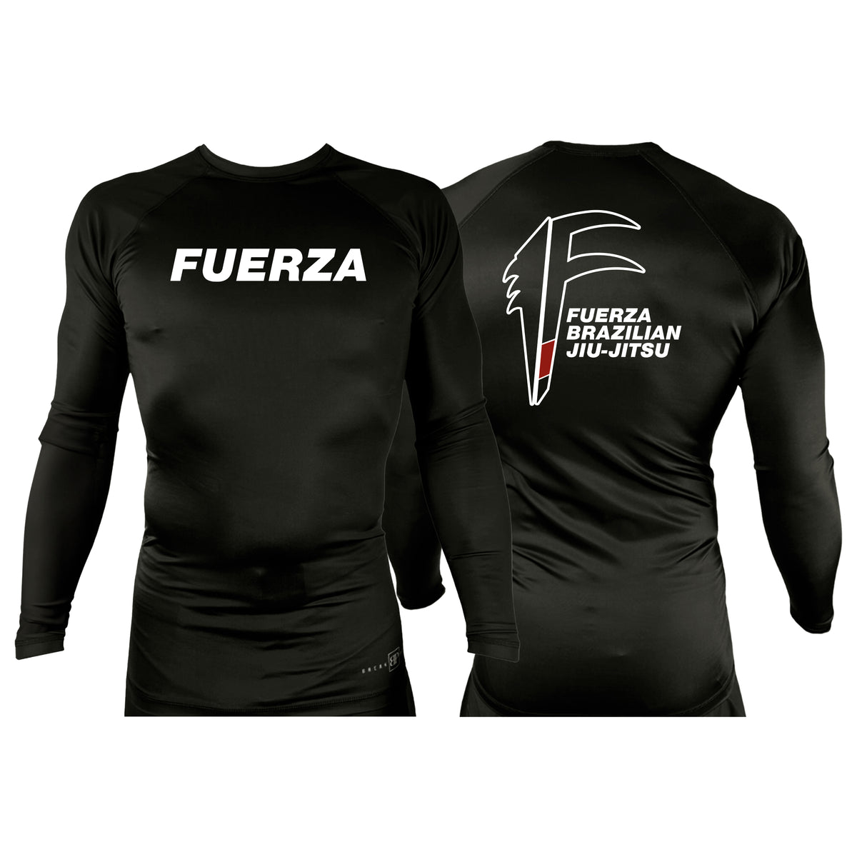 Fuerza Brazilian Jiu Jitsu All Black Rash Guards Long Sleeves #8241 A