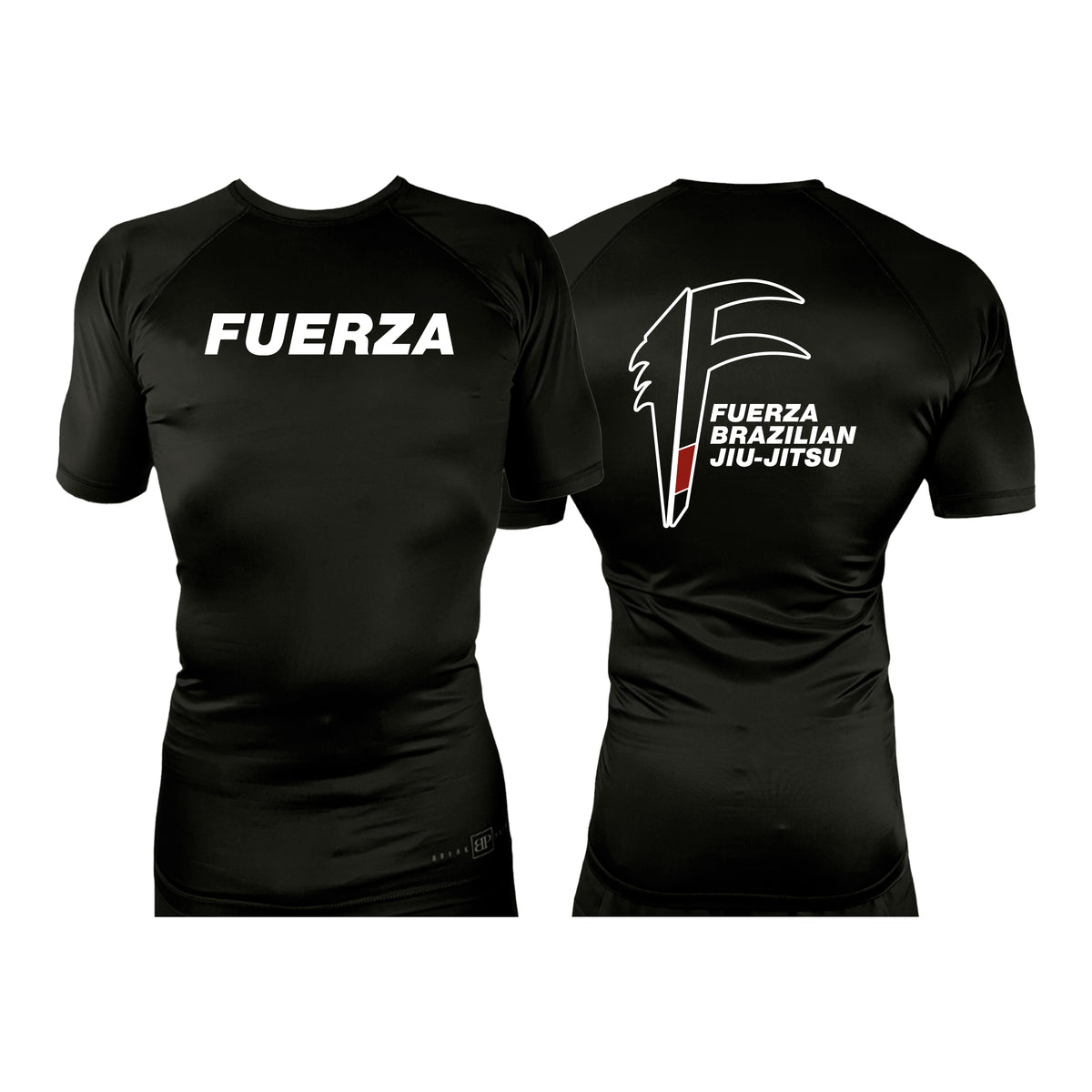 Fuerza Brazilian Jiu Jitsu All Black Rash Guards Short Sleeves #8241 A