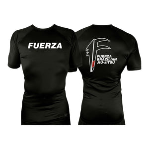 Fuerza Brazilian Jiu Jitsu All Black Rash Guards Short Sleeves #8241 A