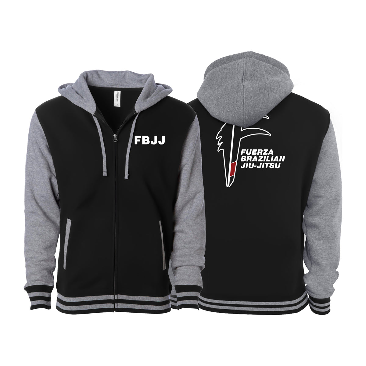Fuerza Brazilian Jiu Jitsu Varsity Zip-Up Hoodies #8241 A