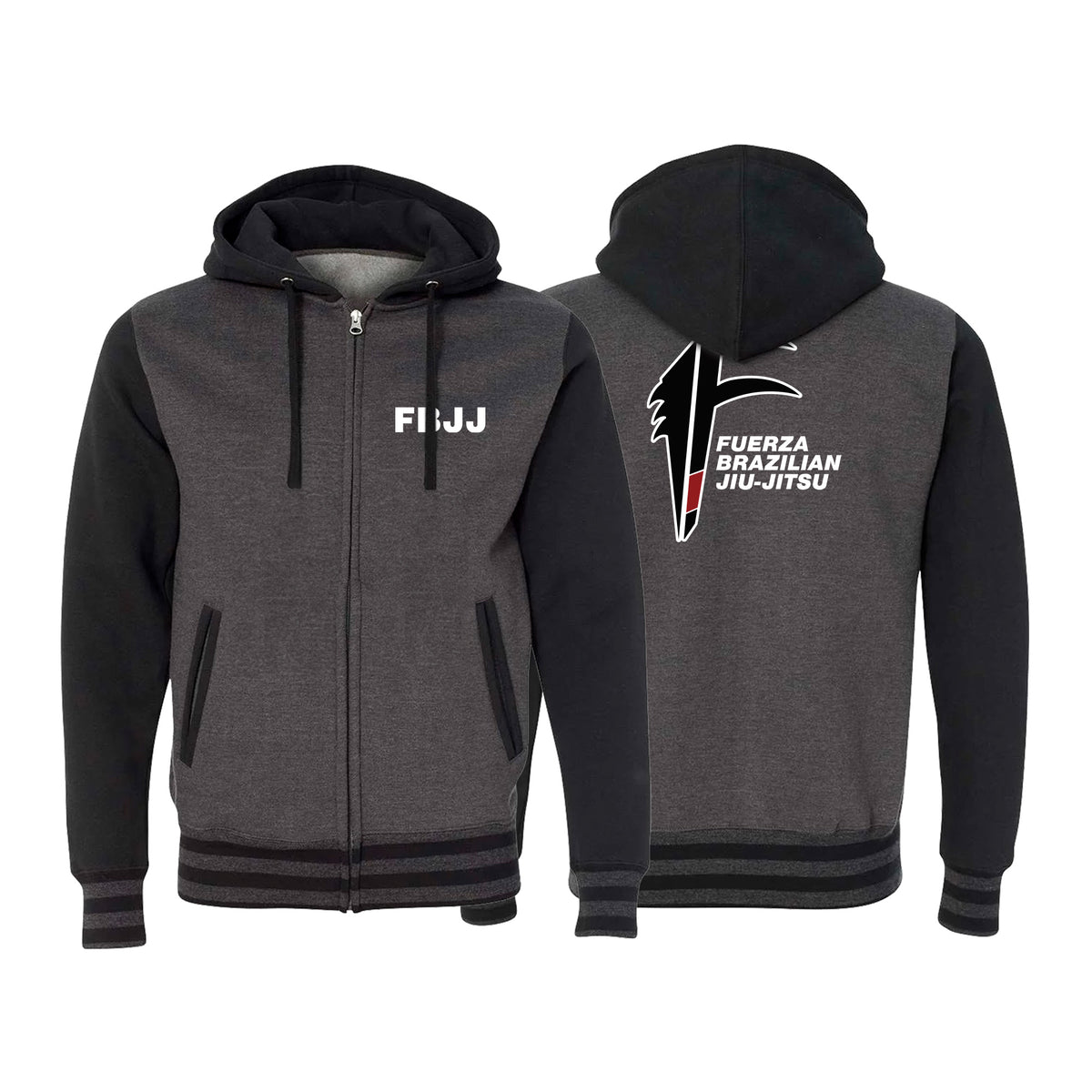 Fuerza Brazilian Jiu Jitsu Varsity Zip-Up Hoodies #8241 A