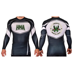 Heights Martial Arts Academy Rash Guards Black/White #8242 A