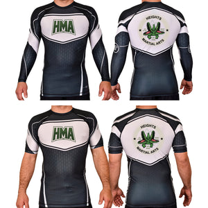 Heights Martial Arts Academy Rash Guards Black/White #8242 A