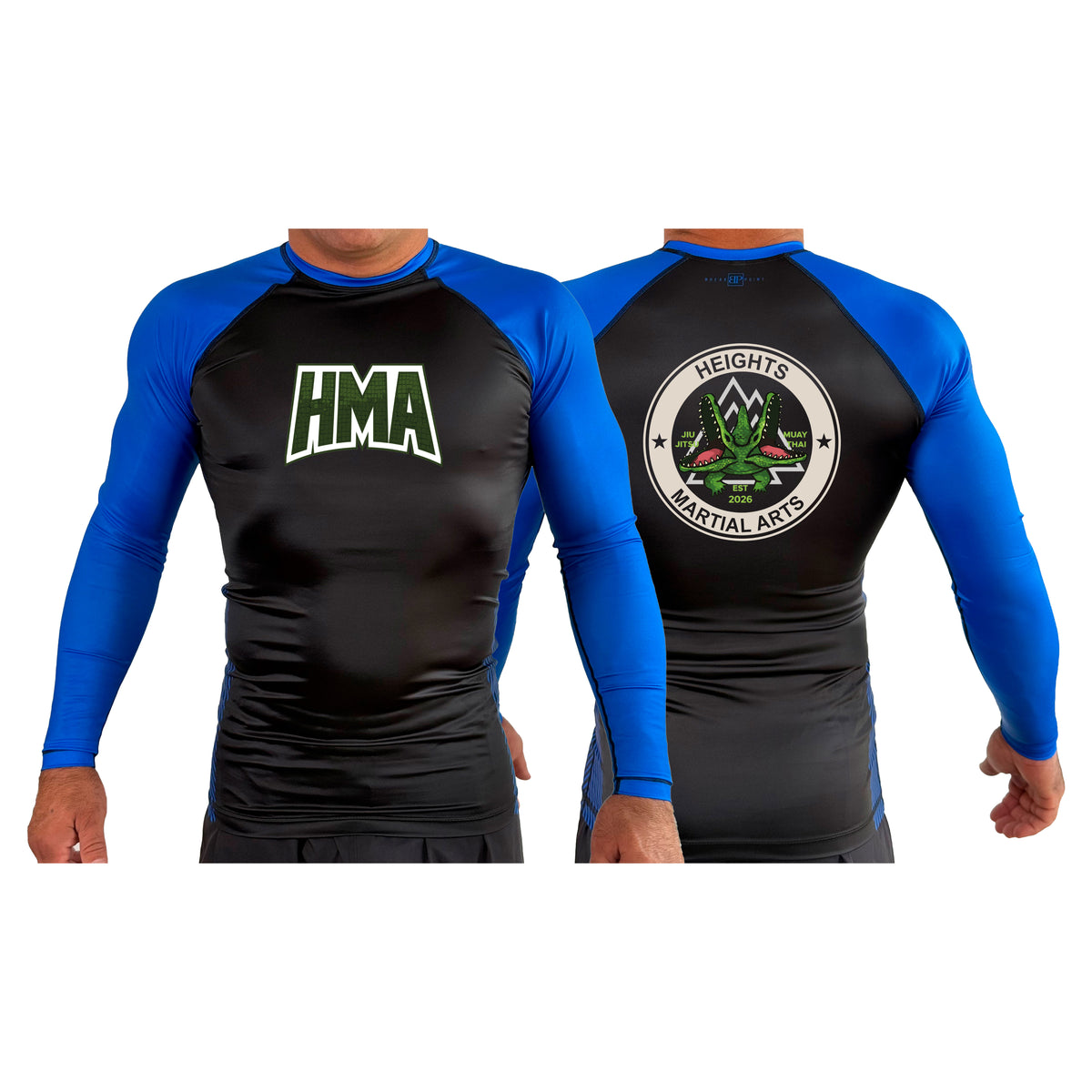 Heights Martial Arts All Black Ranked Long Sleeve Rash Guards #8242 A
