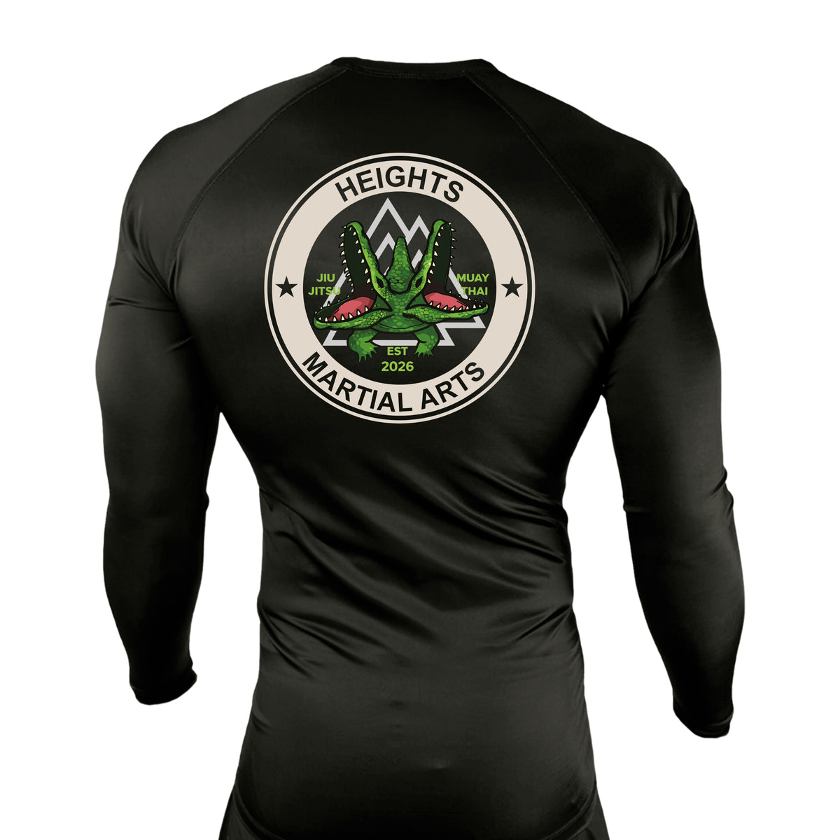 Heights Martial Arts All Black Rash Guards Long Sleeves #8242 A