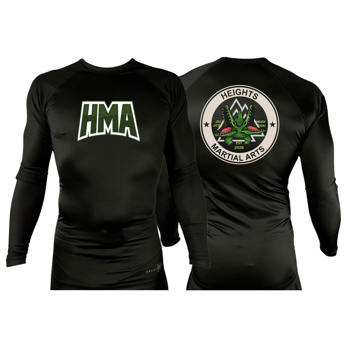 Heights Martial Arts All Black Rash Guards Long Sleeves #8242 A