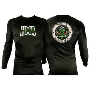 Heights Martial Arts All Black Rash Guards Long Sleeves #8242 A