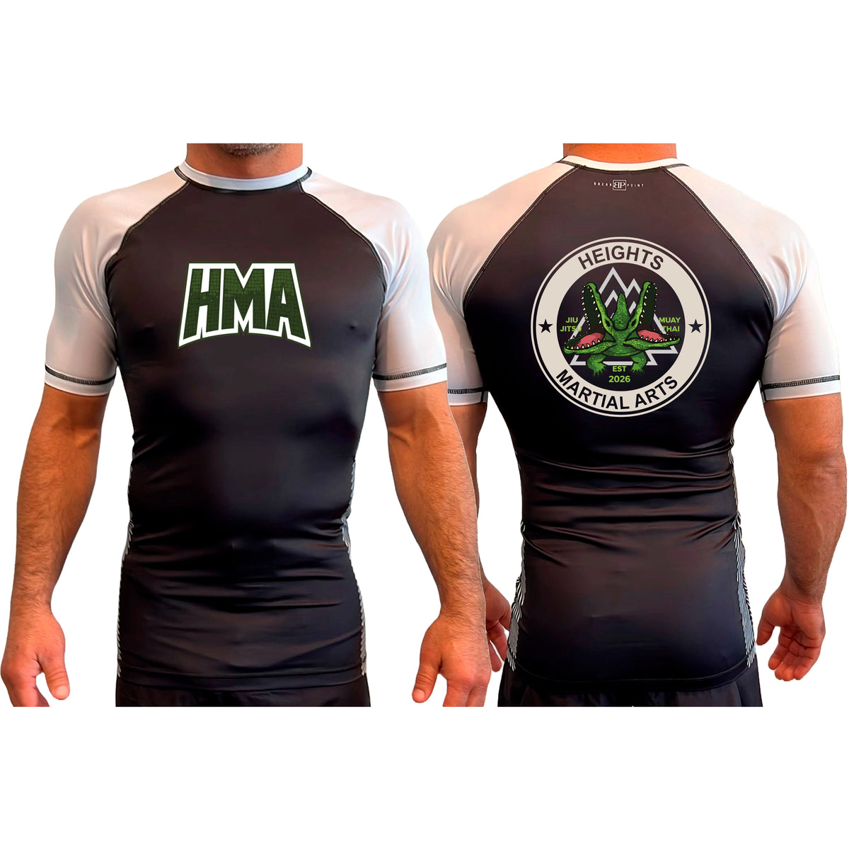 Heights Martial Arts All Black Ranked Short Sleeve Rash Guards #8242 A