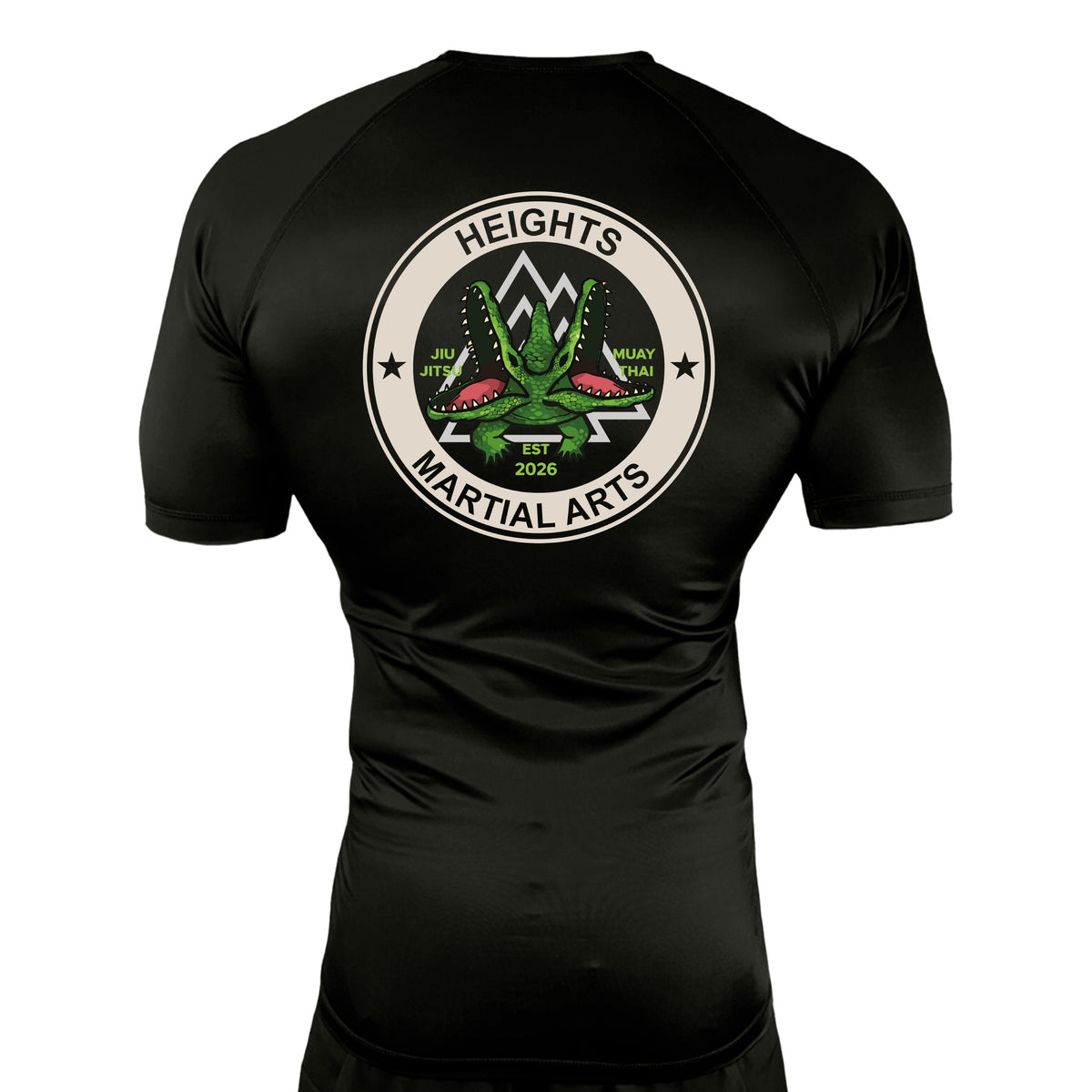 Heights Martial Arts All Black Rash Guards Short Sleeves #8242 A