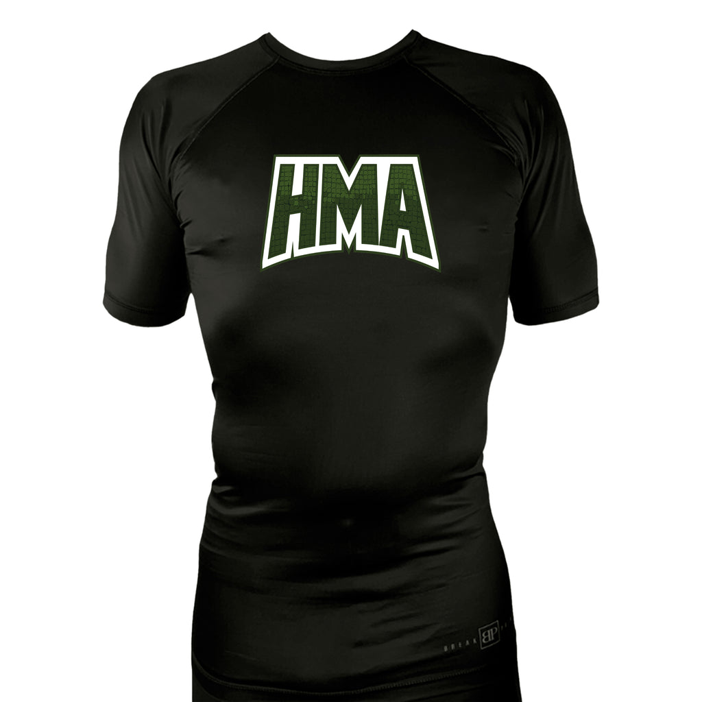 Heights Martial Arts All Black Rash Guards Short Sleeves #8242 A
