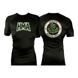 Heights Martial Arts All Black Rash Guards Short Sleeves #8242 A