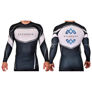 Ascended Jiu Jitsu Academy Rash Guards Black/White #8243 A