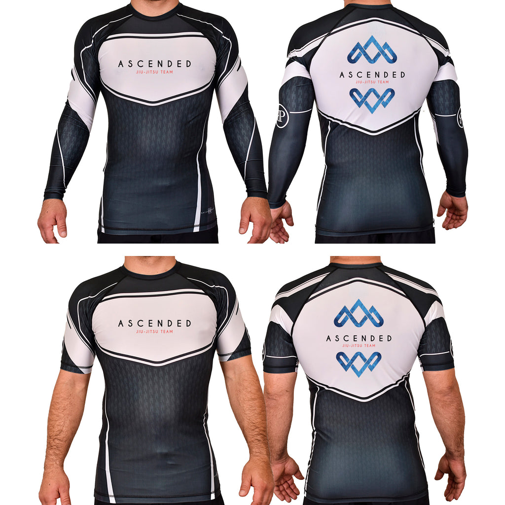 Ascended Jiu Jitsu Academy Rash Guards Black/White #8243 A