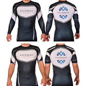 Ascended Jiu Jitsu Academy Rash Guards Black/White #8243 A