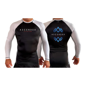 Ascended Jiu Jitsu All Black Ranked Long Sleeve Rash Guards #8243 A