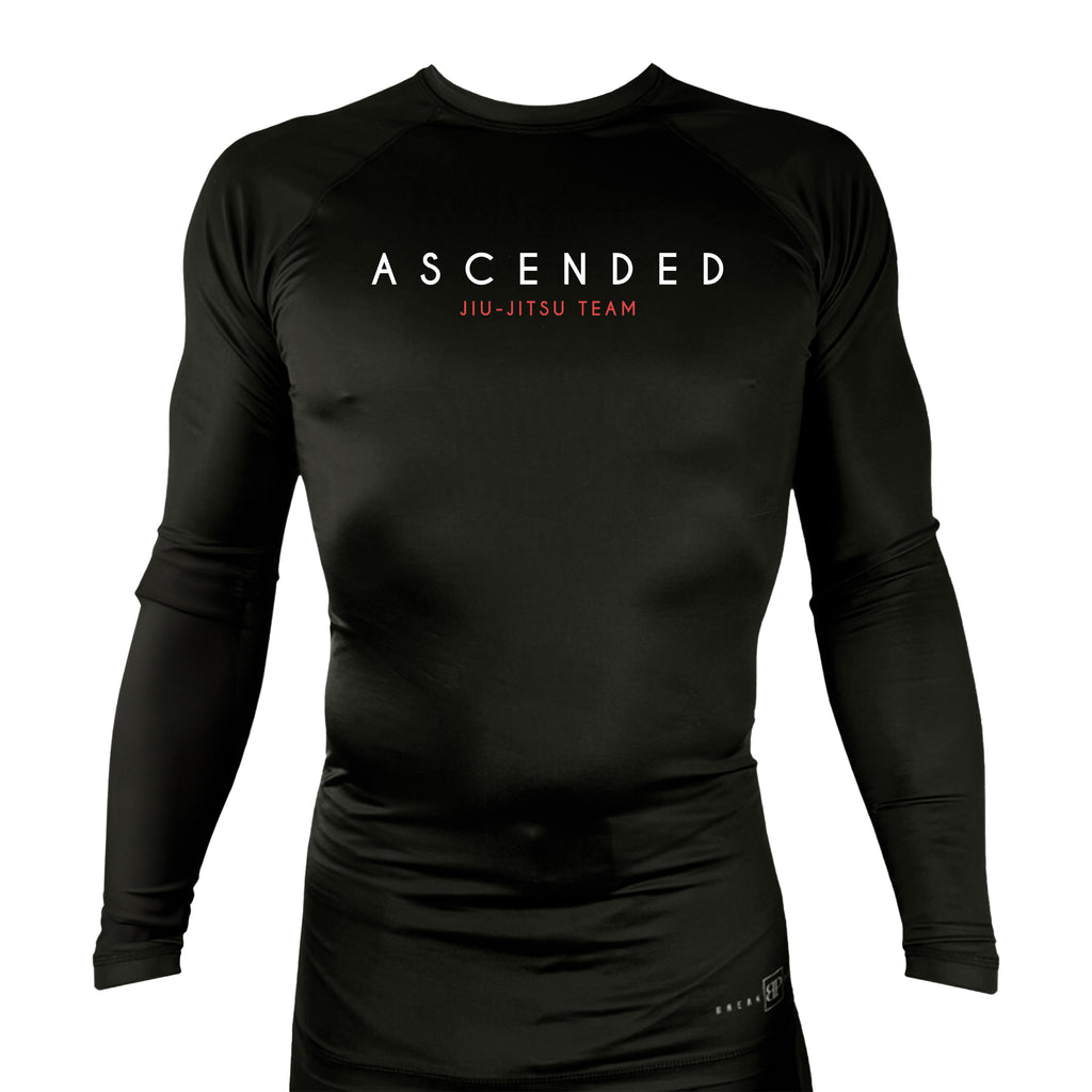 Ascended Jiu Jitsu All Black Rash Guards Long Sleeves #8243 A