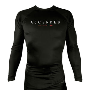 Ascended Jiu Jitsu All Black Rash Guards Long Sleeves #8243 A