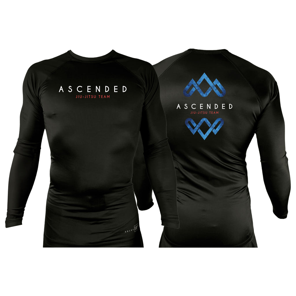 Ascended Jiu Jitsu All Black Rash Guards Long Sleeves #8243 A