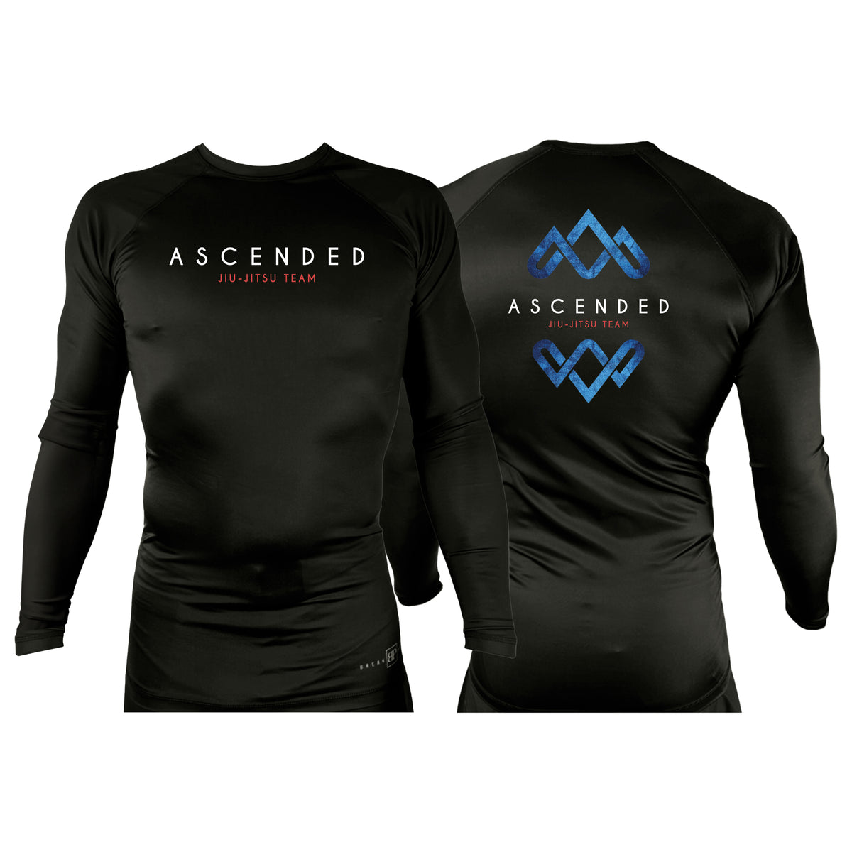 Ascended Jiu Jitsu All Black Rash Guards Long Sleeves #8243 A