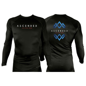 Ascended Jiu Jitsu All Black Rash Guards Long Sleeves #8243 A