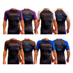 Ascended Jiu Jitsu All Black Ranked Short Sleeve Rash Guards #8243 A
