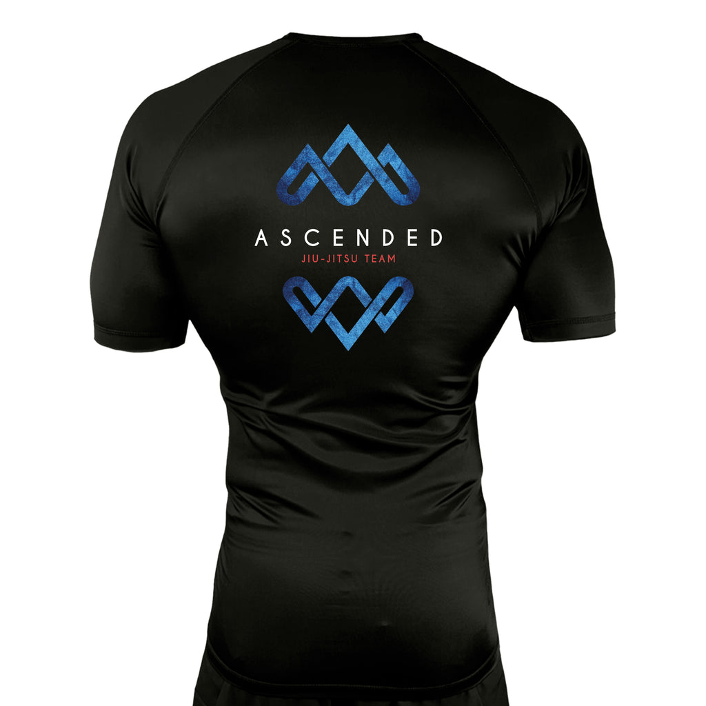 Ascended Jiu Jitsu All Black Rash Guards Short Sleeves #8243 A