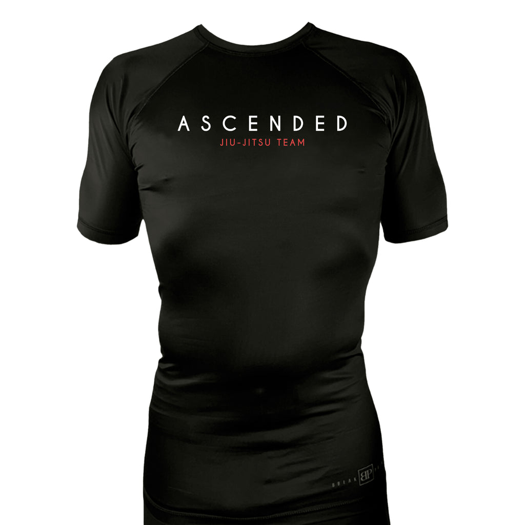 Ascended Jiu Jitsu All Black Rash Guards Short Sleeves #8243 A