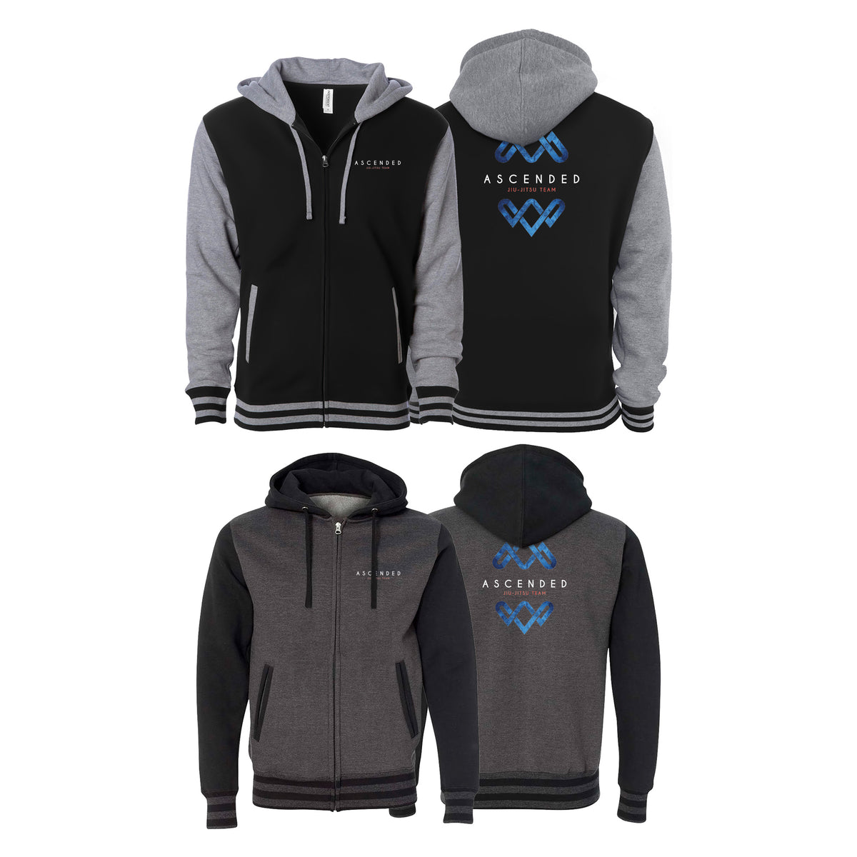 Ascended Jiu Jitsu Varsity Zip-Up Hoodies #8243 B