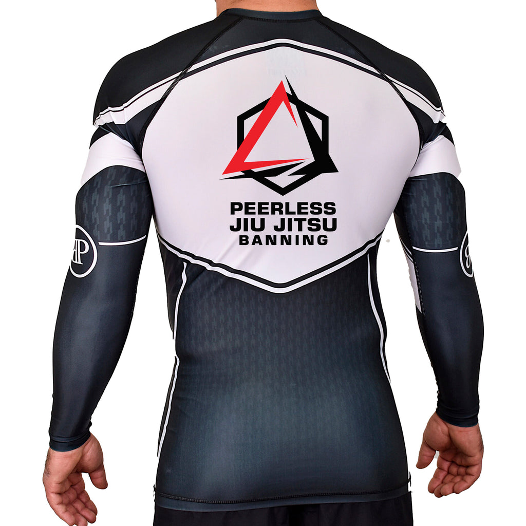 Peerless Jiu Jitsu Academy Rash Guards Black/White #8244 A