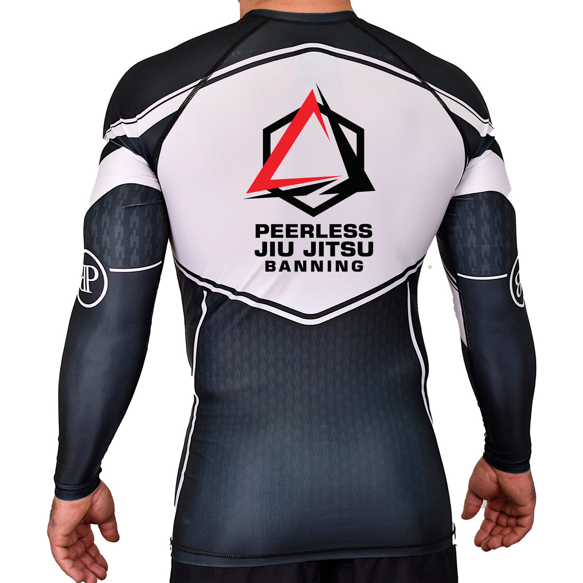 Peerless Jiu Jitsu Academy Rash Guards Black/White #8244 A