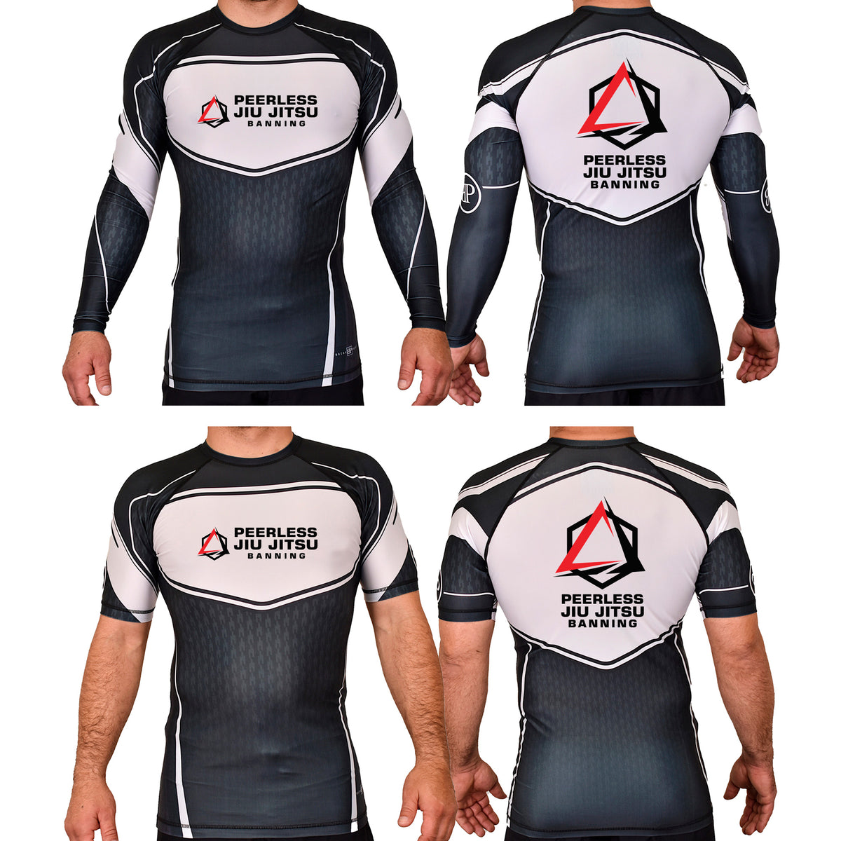 Peerless Jiu Jitsu Academy Rash Guards Black/White #8244 A