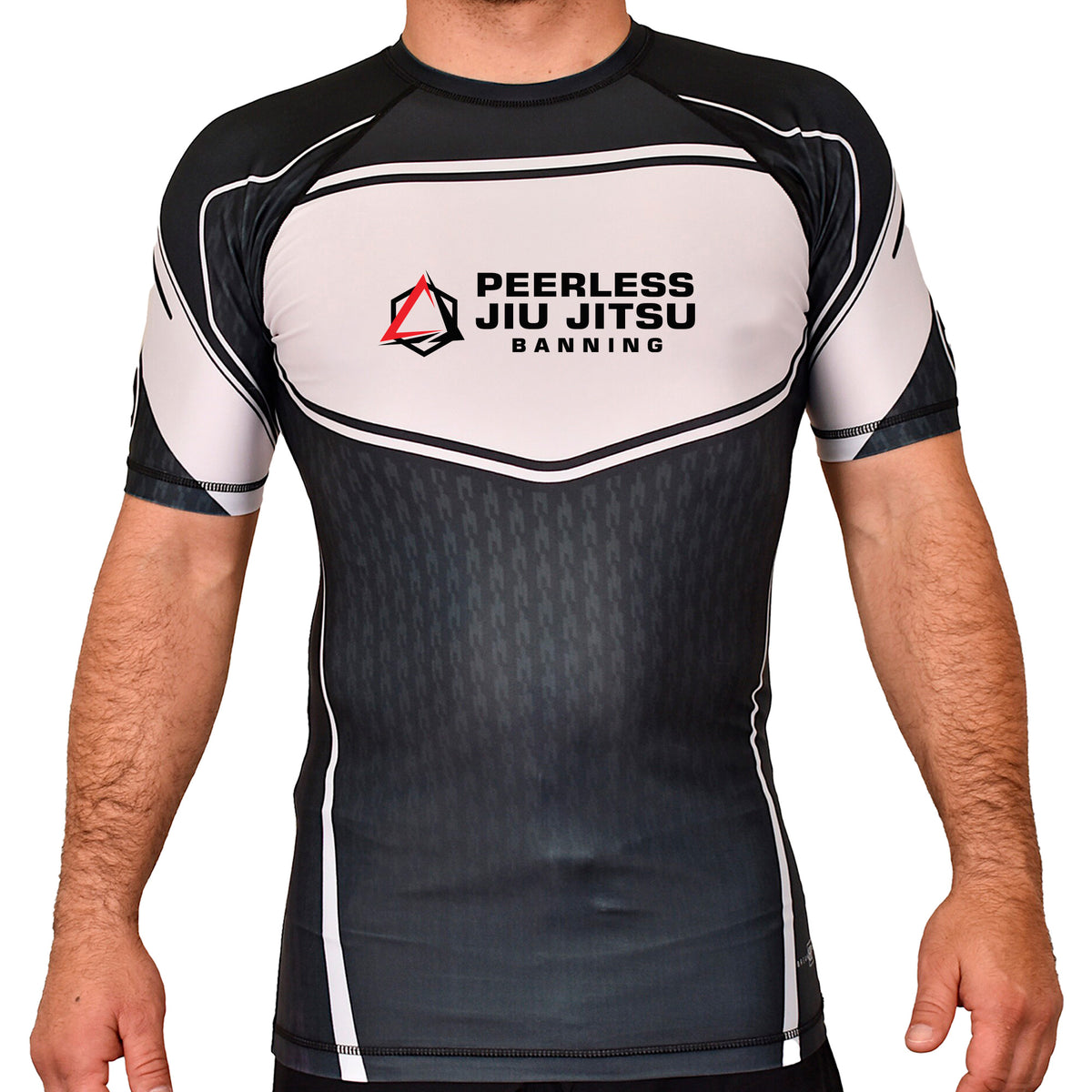 Peerless Jiu Jitsu Academy Rash Guards Black/White #8244 A