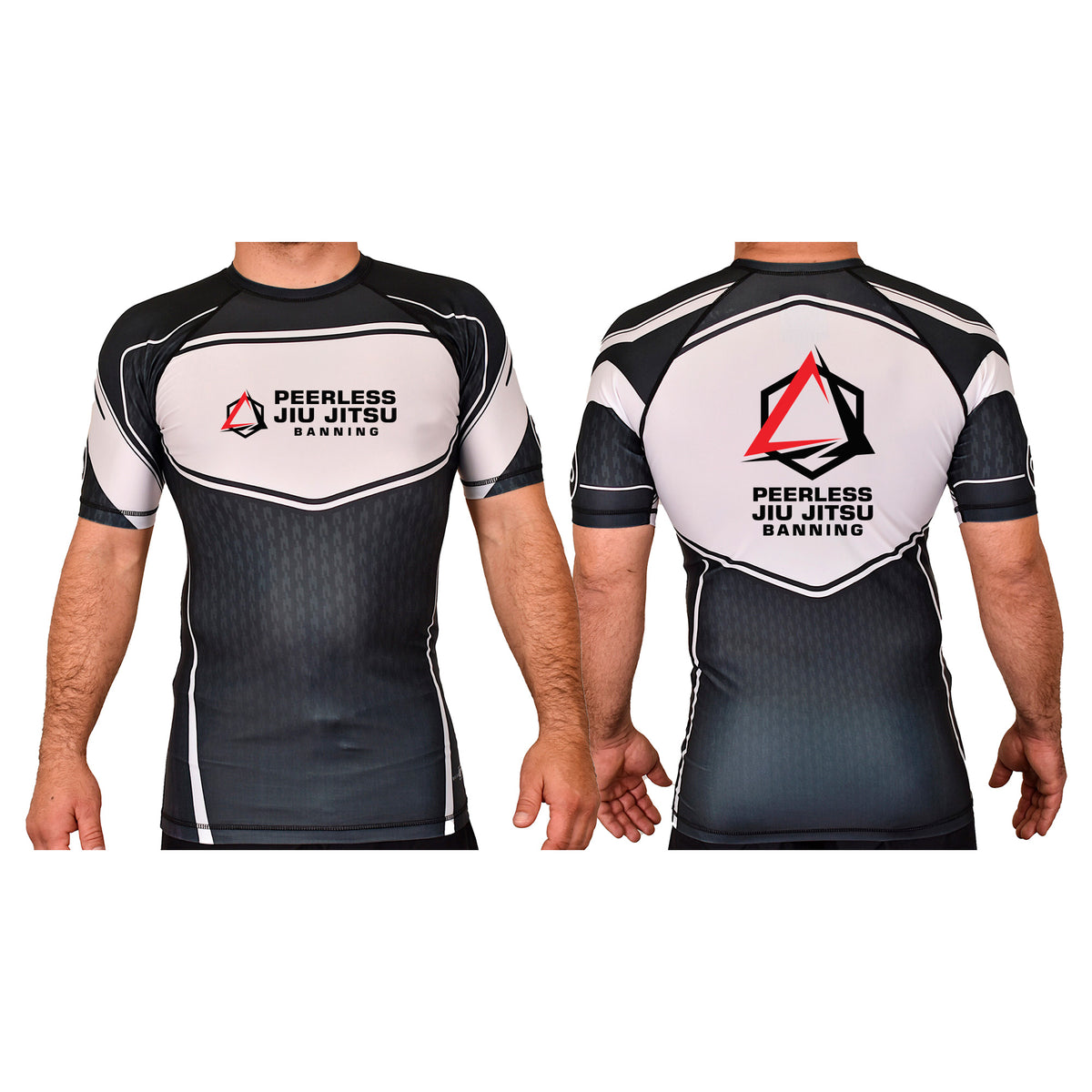 Peerless Jiu Jitsu Academy Rash Guards Black/White #8244 A