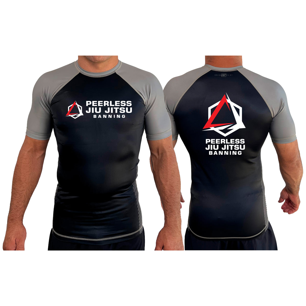 Peerless Jiu Jitsu All Black Ranked Short Sleeve Rash Guards #8244 A