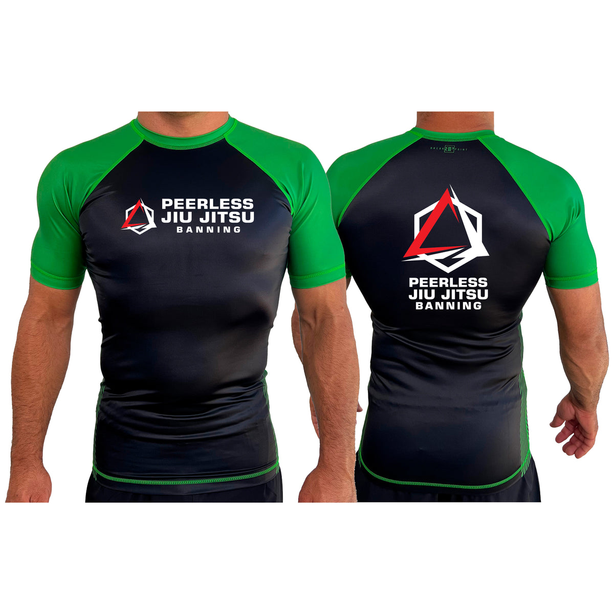 Peerless Jiu Jitsu All Black Ranked Short Sleeve Rash Guards #8244 A