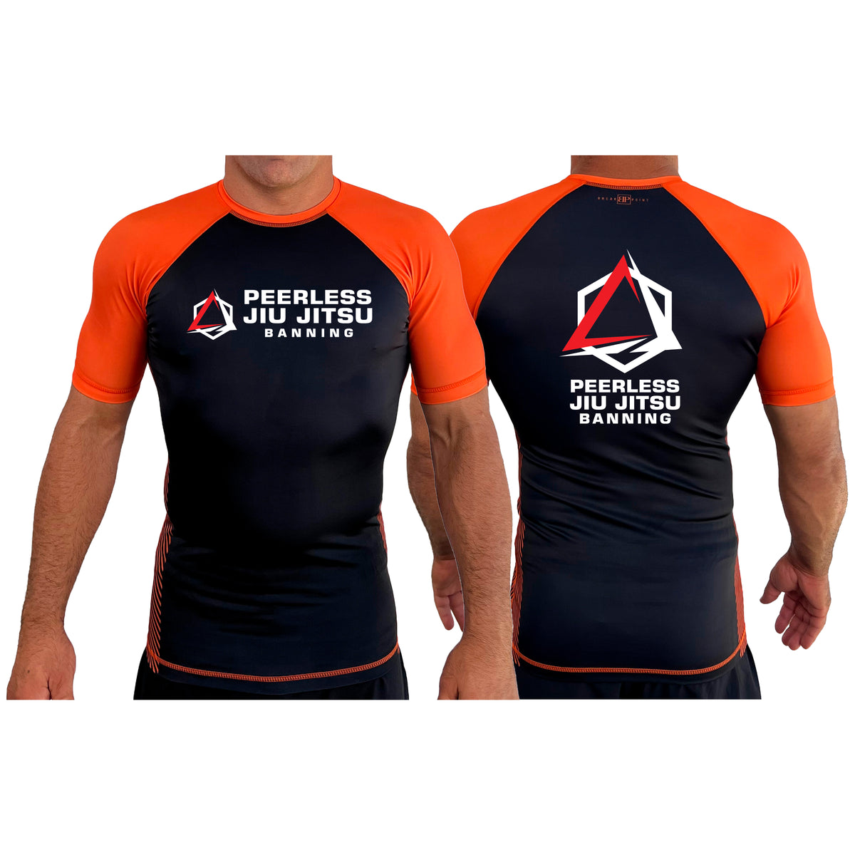 Peerless Jiu Jitsu All Black Ranked Short Sleeve Rash Guards #8244 A