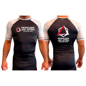 Peerless Jiu Jitsu All Black Ranked Short Sleeve Rash Guards #8244 A