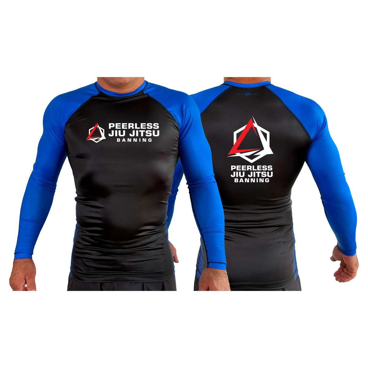 Peerless Jiu Jitsu All Black Ranked Long Sleeve Rash Guards #8244 A