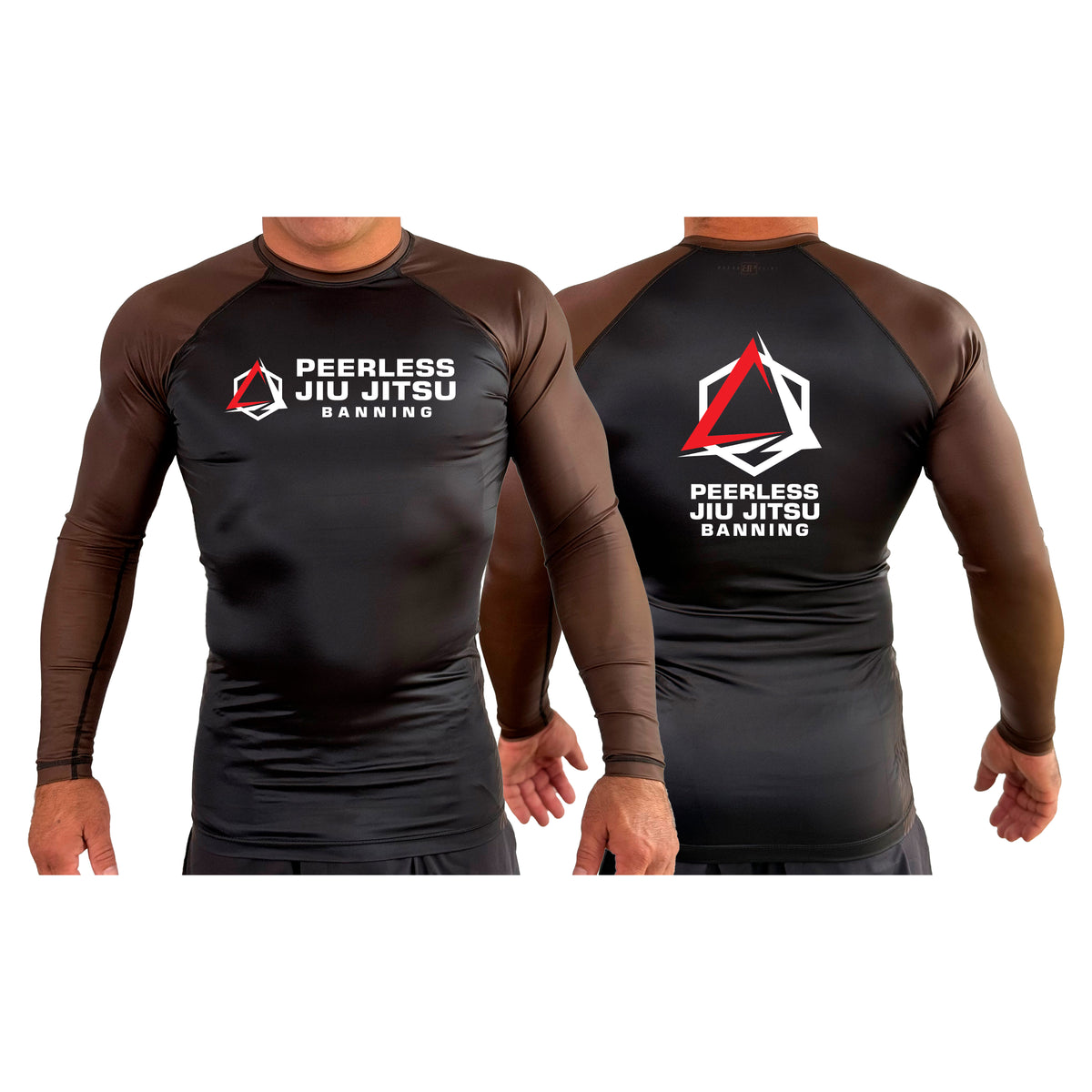Peerless Jiu Jitsu All Black Ranked Long Sleeve Rash Guards #8244 A