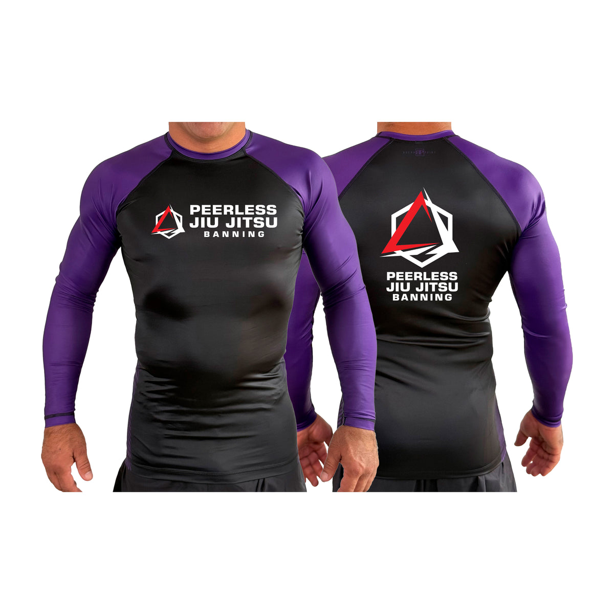 Peerless Jiu Jitsu All Black Ranked Long Sleeve Rash Guards #8244 A
