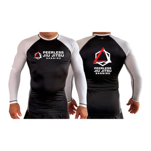 Peerless Jiu Jitsu All Black Ranked Long Sleeve Rash Guards #8244 A